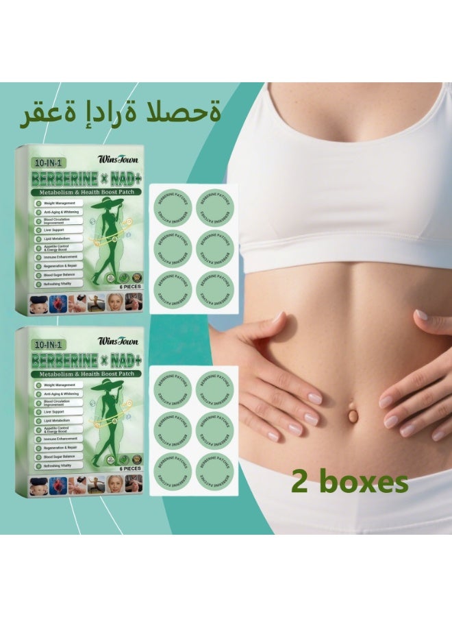 وينز تاون عبوتان من لصقات بربرين مع NAD+ لتحسين التمثيل الغذائي والصحة | حرق الدهون، تنظيم مستوى السكر في الدم، تحسين الدورة الدموية، نحت الجسم، 6 لصقات/علبة - Image 1